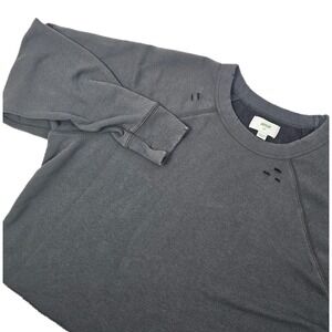 Aerie Women's Size Small Gray Cropped Distressed Crew Neck Sweatshirt‎ LS Soft